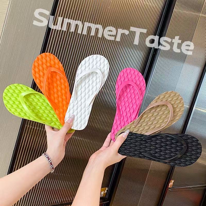 新款外贸网红韩版纯色简约学生夹脚人字拖女户外沙滩海边凉拖鞋