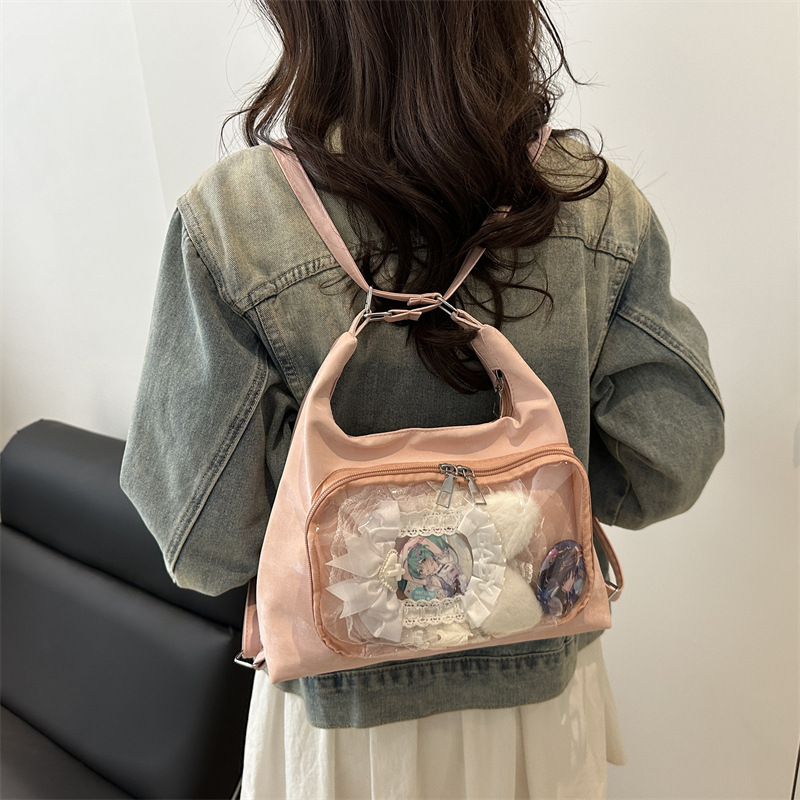 Large-capacity transparent single-shoulder bag, new girl doll bag, casual tote bag, 2D student hand-held crossbody bag full figure