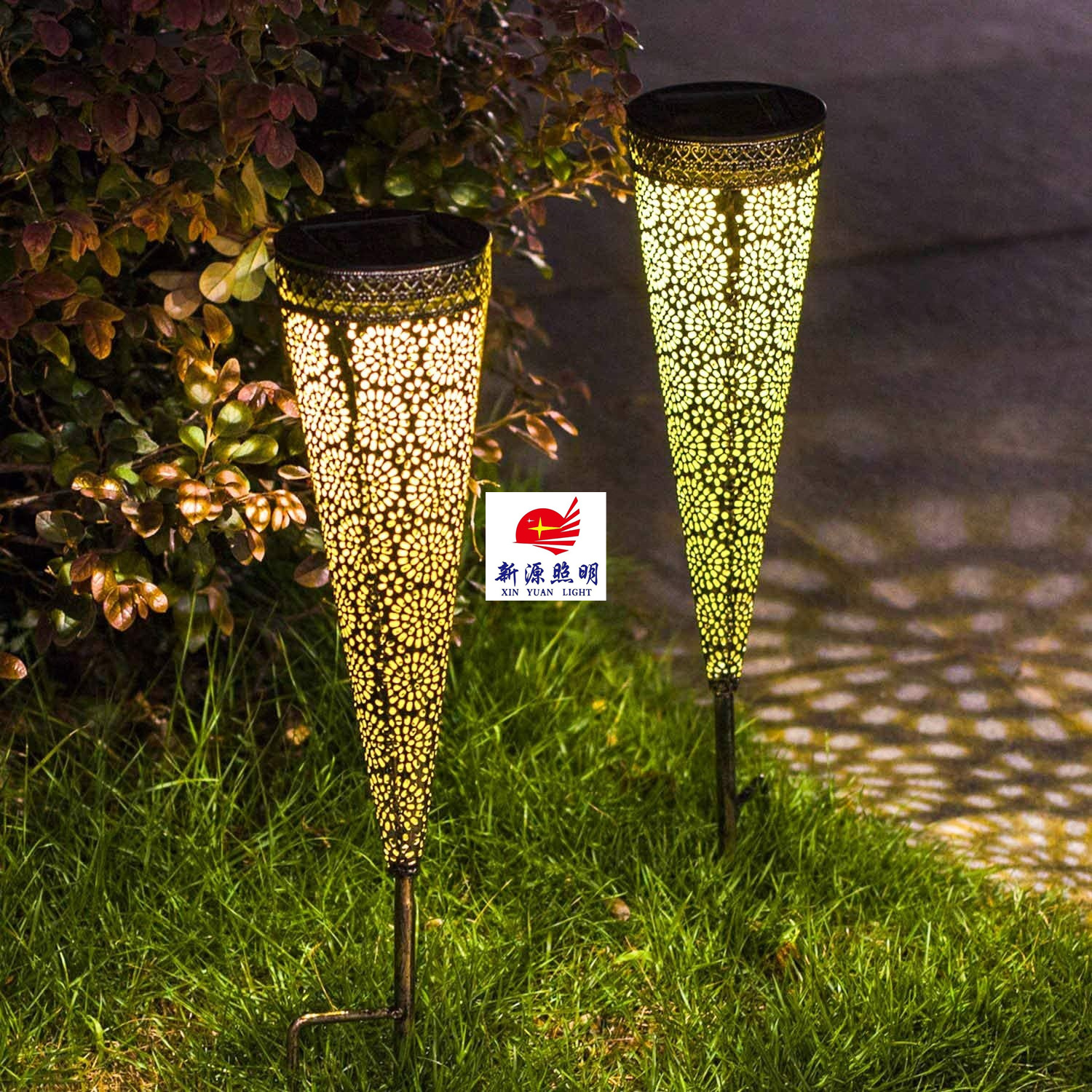 太阳灯太阳能庭院灯太阳能投影灯铁艺火焰地插灯