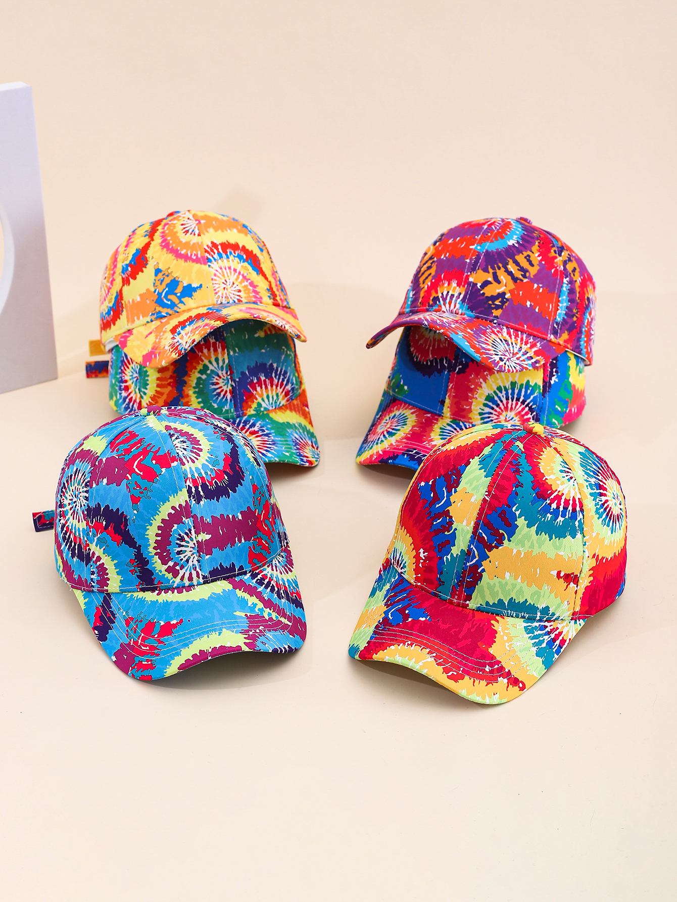 Spring and summer cross-border European and American bestsellers tie-dyed graffiti sun print baseball caps, outdoor travel sun protection and shading adult baseball caps, adjustable for foreign trade full figure