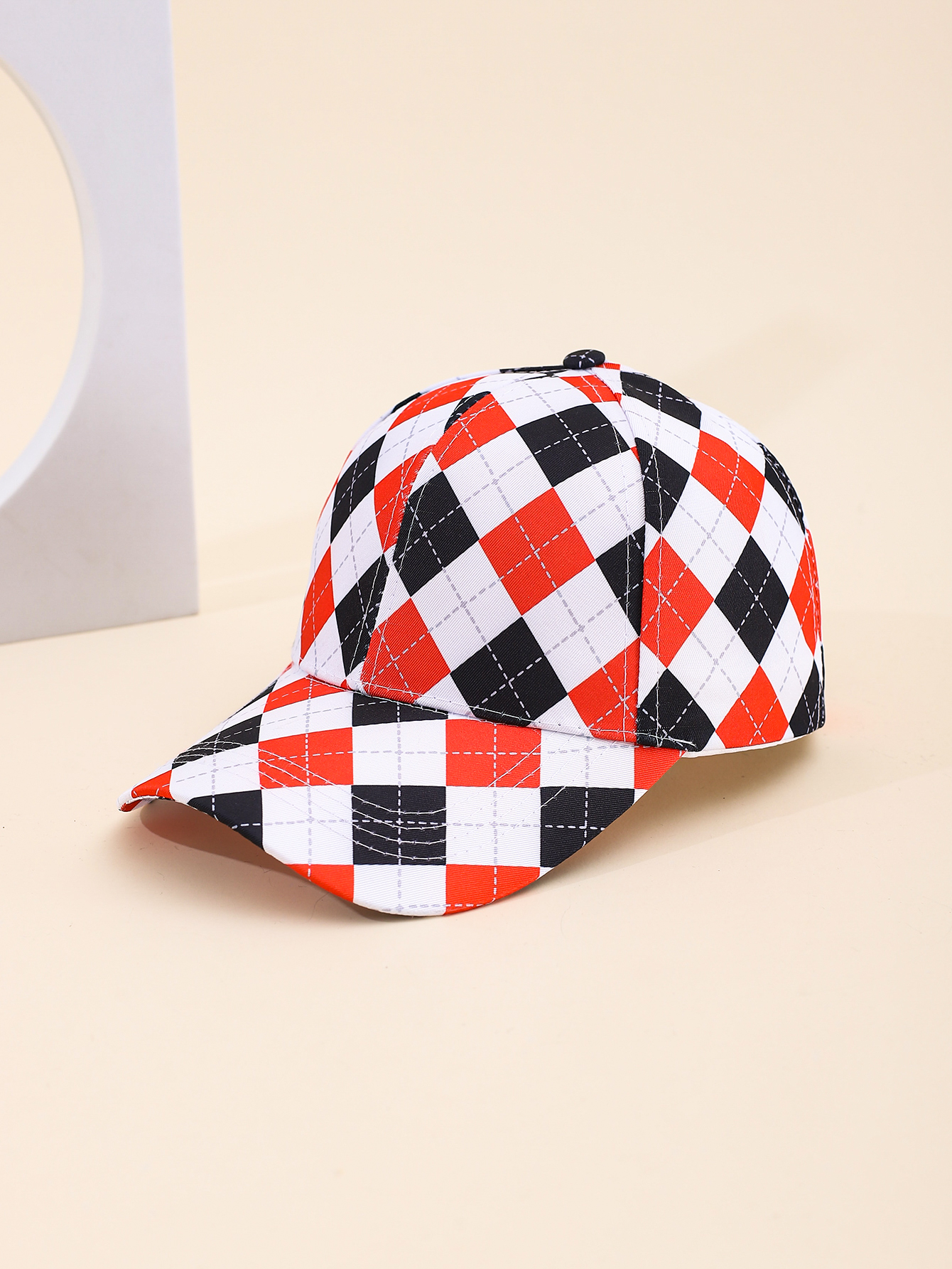 Spring and summer cross-border European and American bestsellers diamond-shaped check printed baseball caps, outdoor travel sun protection and shade adult baseball caps, six colors adjustable, foreign trade Specification drawing