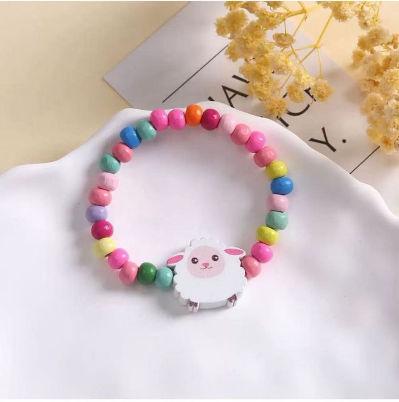 卡通小羊木珠手链