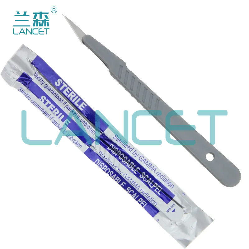 Surgical scalpel, safety plastic-handled knife, stainless steel, carbon steel, plastic with handle blade, cosmetic and plastic surgery