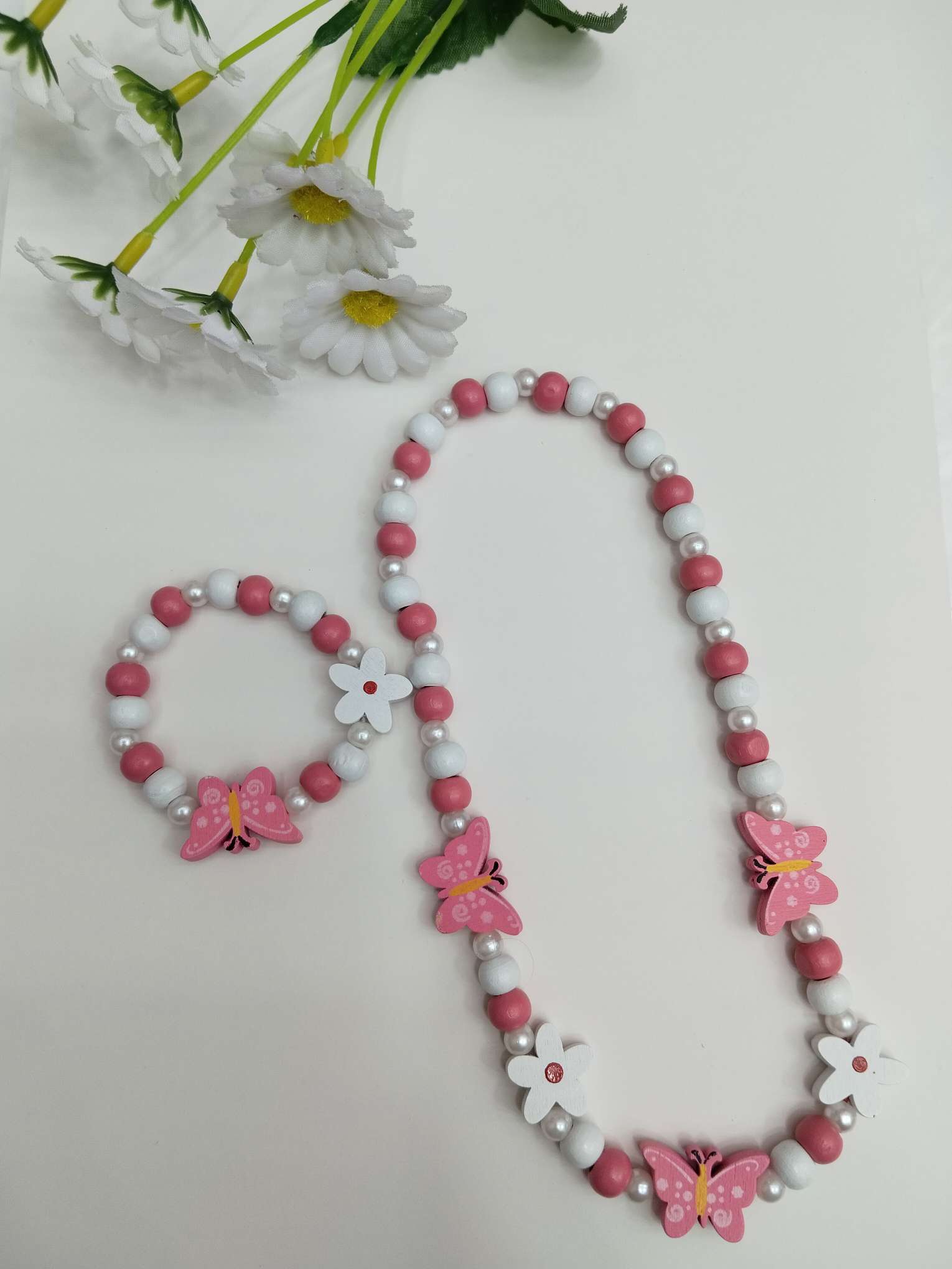 木珠儿童蝴蝶手链项链