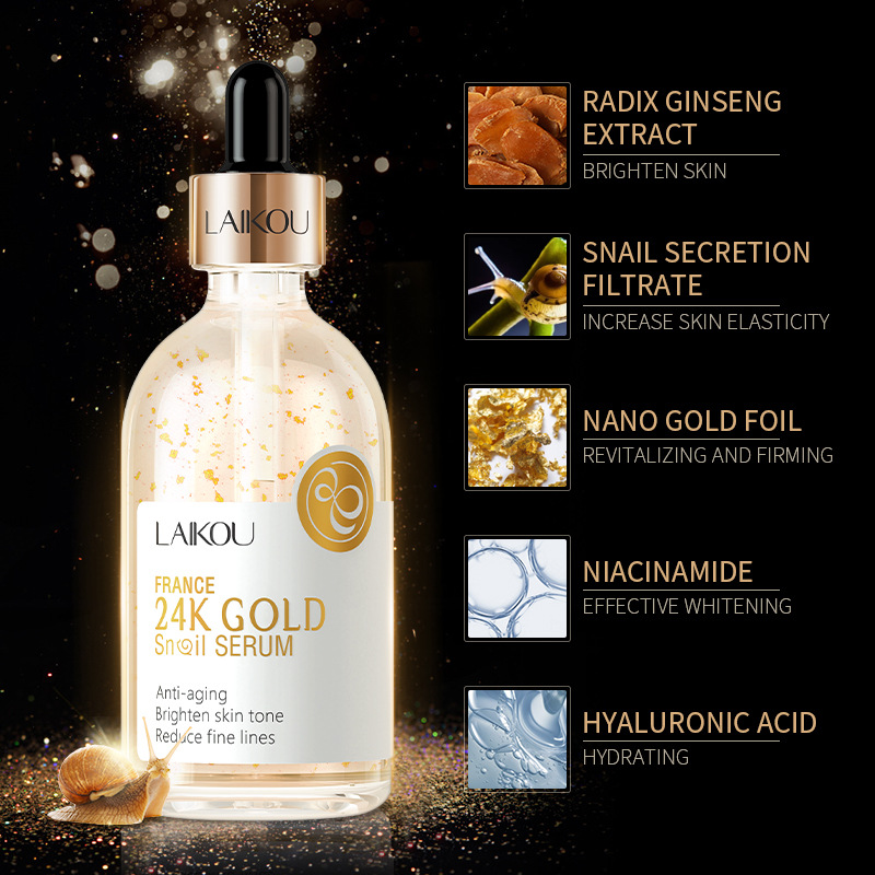 Cross-border Laicome French 24k Gold Snail Essence 100ml Moisturizing Skin Care products Wholesale manufacturer in stock Specification drawing