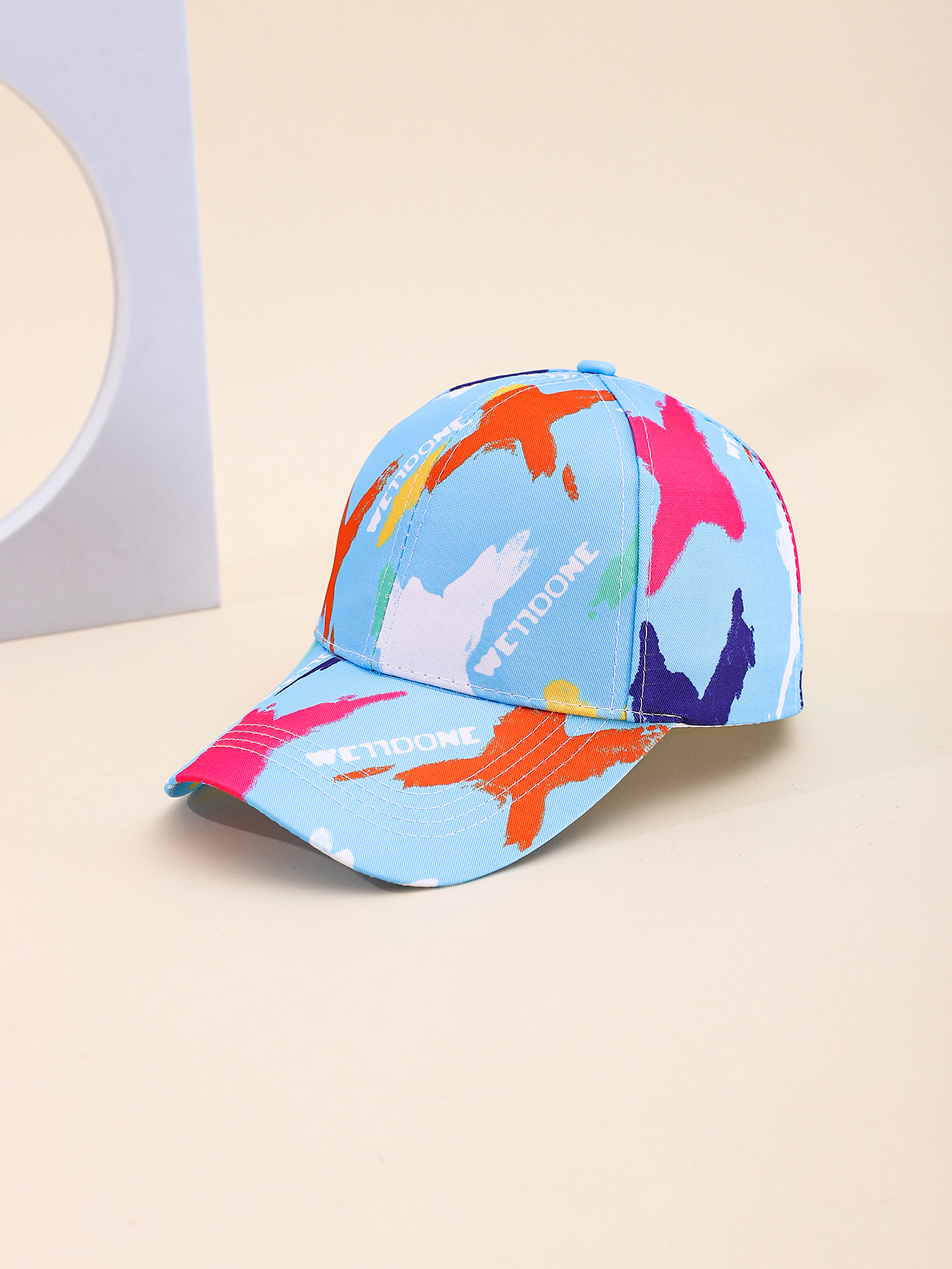 Spring and summer cross-border European and American bestsellers irregular graffiti printed baseball caps, outdoor travel sun protection and shading adult baseball caps, adjustable for foreign trade Specification drawing