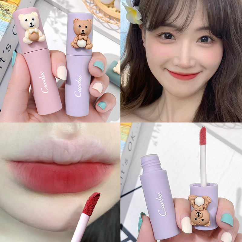 CUODUI Cute Bear Velvet matte Lip Mud, matte lip gloss, moisturizing, affordable lip gloss lipstick wholesale manufacturer consignment details Picture