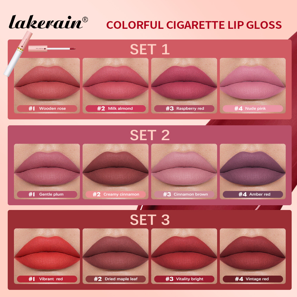 lakerain Cigarette Box Lipstick Matte Lip Gloss Lipstick set details Picture