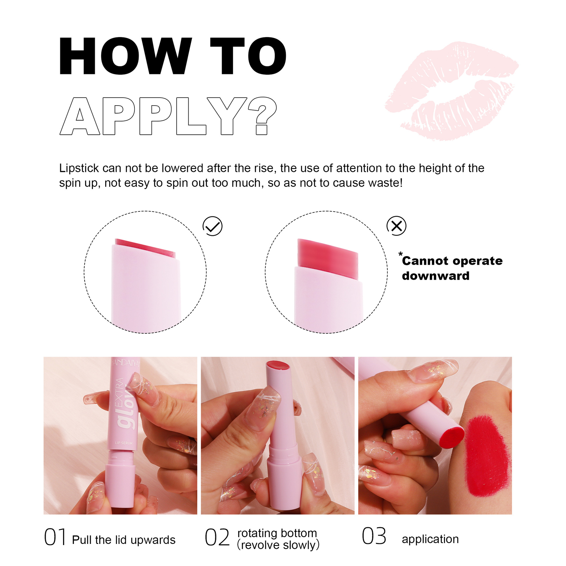 Cross-border Lipstick Moisturizing Solid 8-color Moisturizing Lip Gloss handaiyan Water Mirror Lip Gloss Lipstick Moisturizing Lips Dense Application Scenario