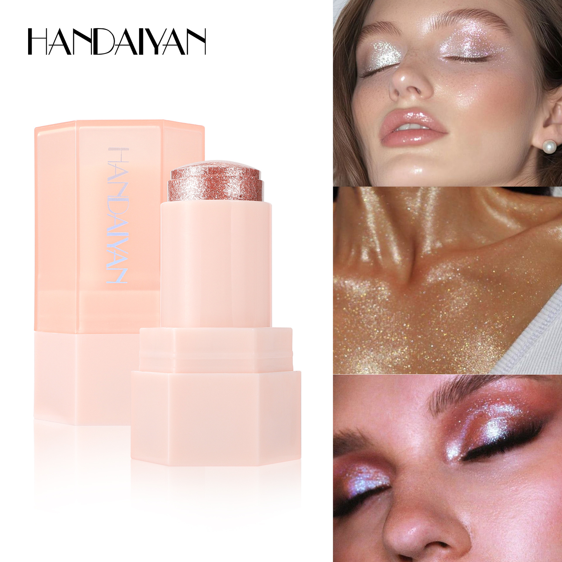 High-gloss 6-color fine sparkling jelly high-gloss bar HANDAIYAN brightening body High-gloss Cross-border high-gloss full figure