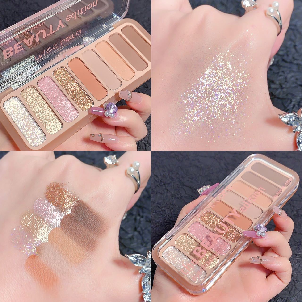 MISS LARA's new nine-color eyeshadow, featuring pearlescent sequins, glitter powder, and matte finishes, is an affordable beginner's Instagram makeup Item Picture