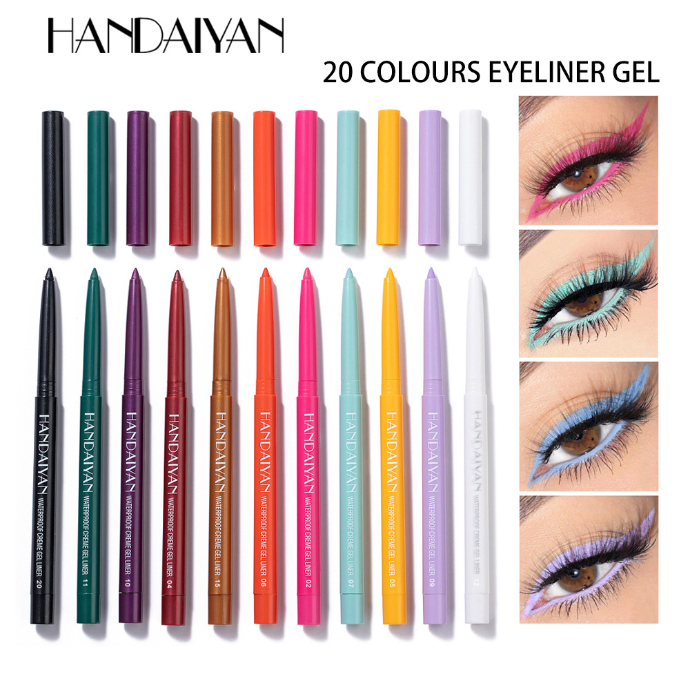 Cross-border 20-piece set of colored eyeliner Pen HANDAIYAN, quick-drying, waterproof and non-smudging eyeliner pen set details Picture