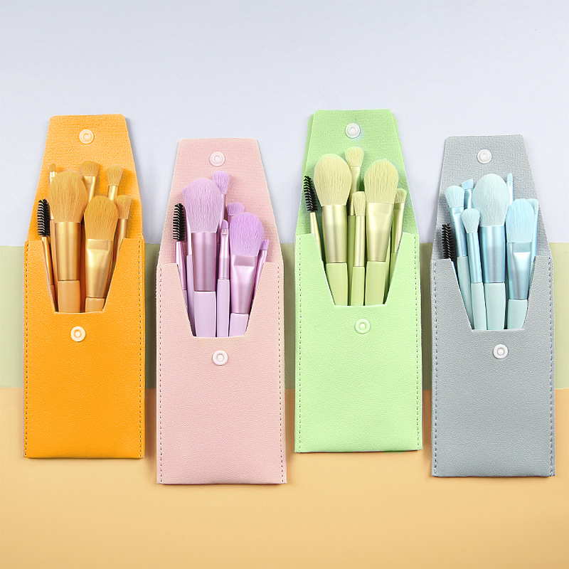 Cross-border 8-piece mini Macaron makeup brush set, portable Morandi Beginner's eyeshadow brush beauty tool full figure