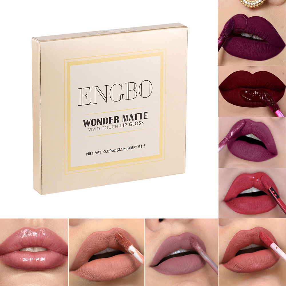 ENGBO's new lipstick set, lip gloss set, lip oil matte non-stick cup, lip gloss gift set, cross-border lipstick details Picture