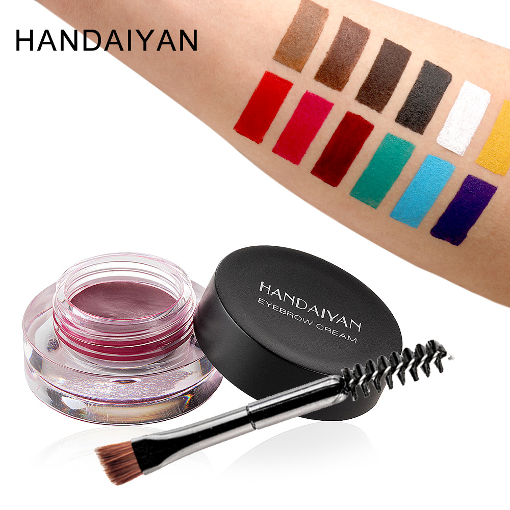 handaiyan Cross-border 12-color Eyebrow Dye for anti-dizziness and long-lasting light eyebrows, a special colored eyebrow dye for cos in Europe and America details Picture