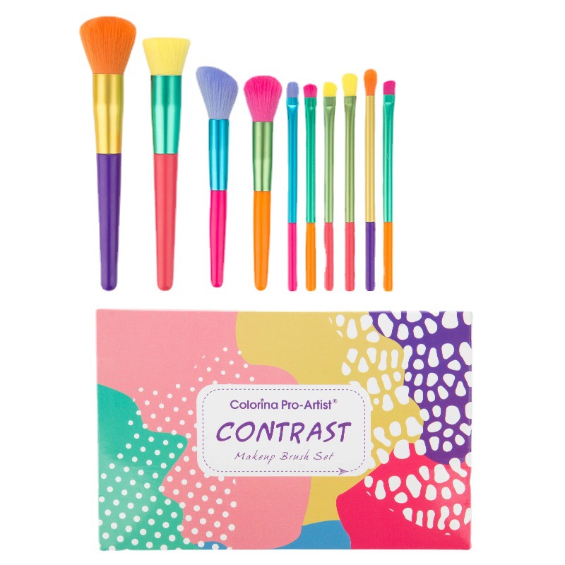 Cross-border export foundation brush, colored makeup brush set, complete set of loose powder, eyeshadow, lip brush, concealer box, beauty tools Item Picture