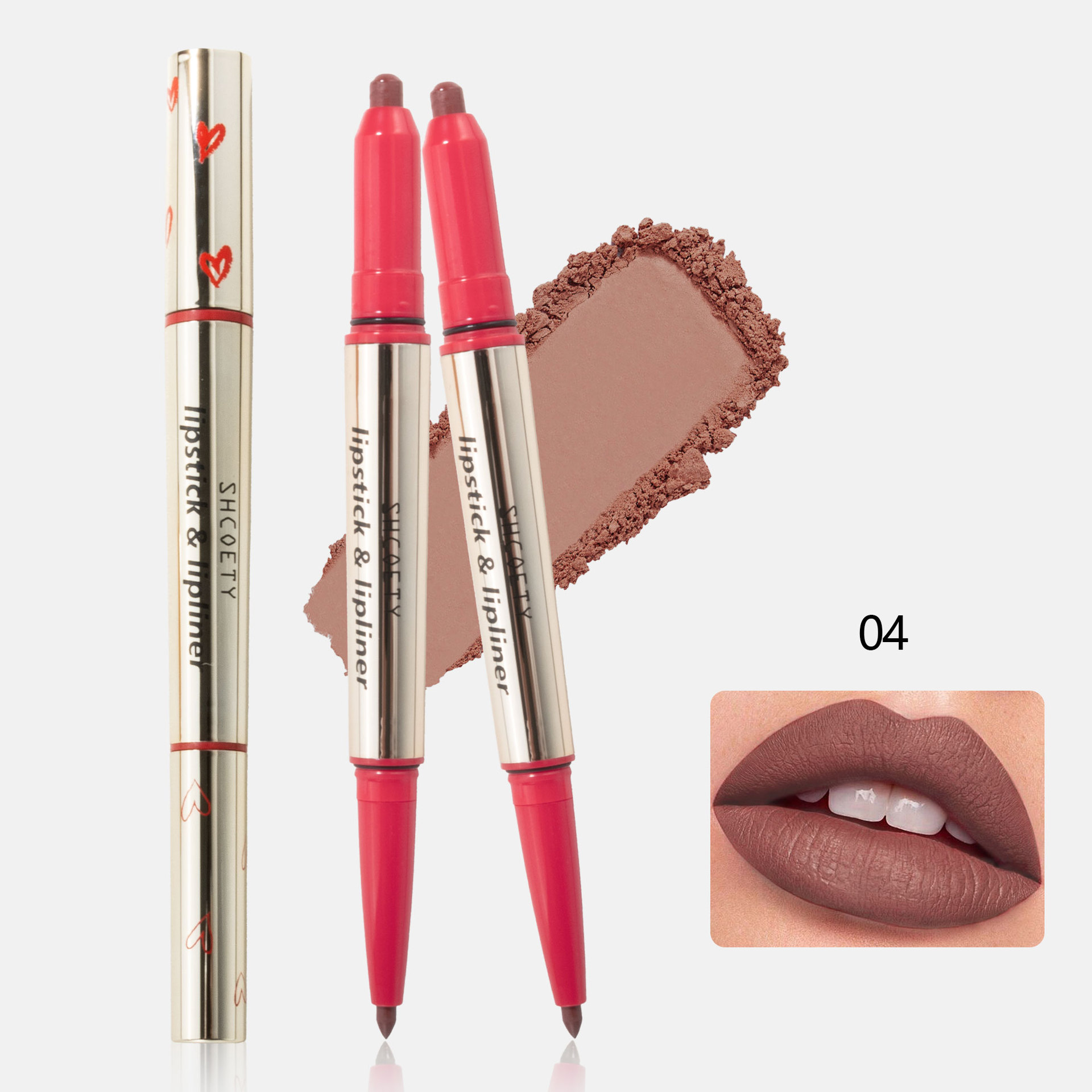 SHCOETY Double-headed red Lip liner pen, two-in-one multi-color matte long-lasting lip filling without fading, cross-border outlining pen Item Picture