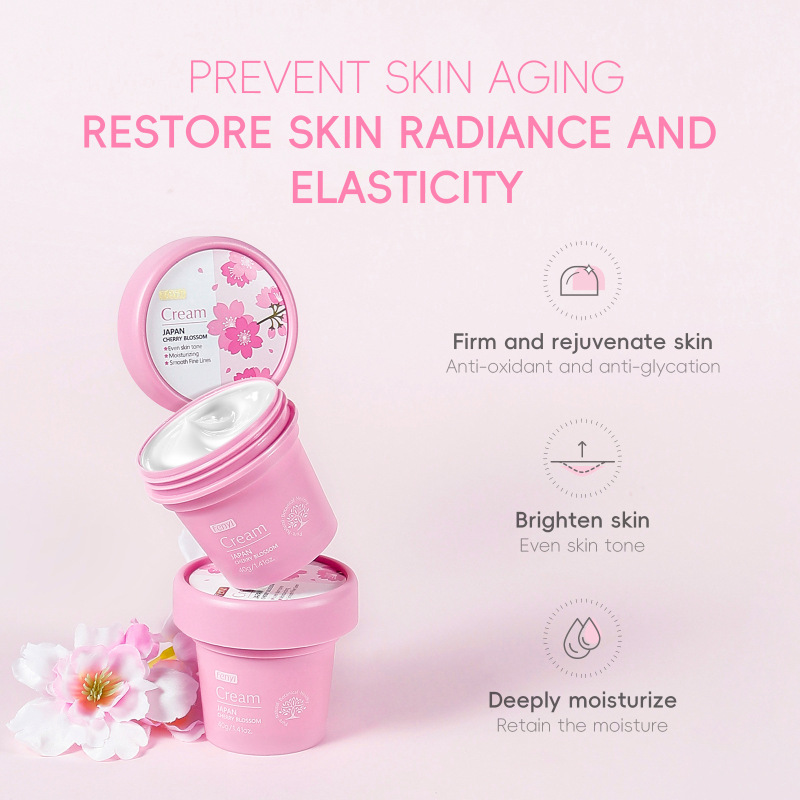 FENYI Cherry Blossom Essence Cream 40g, Autumn and Winter Moisturizing, Hydrating and Nourishing, in stock from the manufacturer Application Scenario