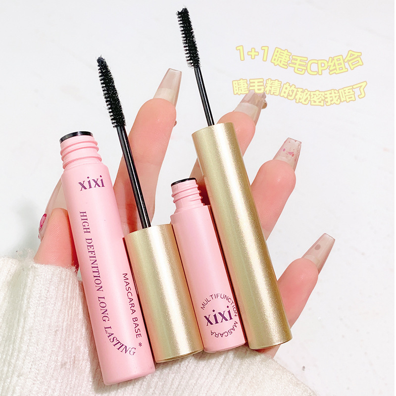 xixi Three-dimensional Volumizing Mascara Set: Eyelash base, clear and slender, long-lasting, waterproof, sweat-proof and non-smudging full figure