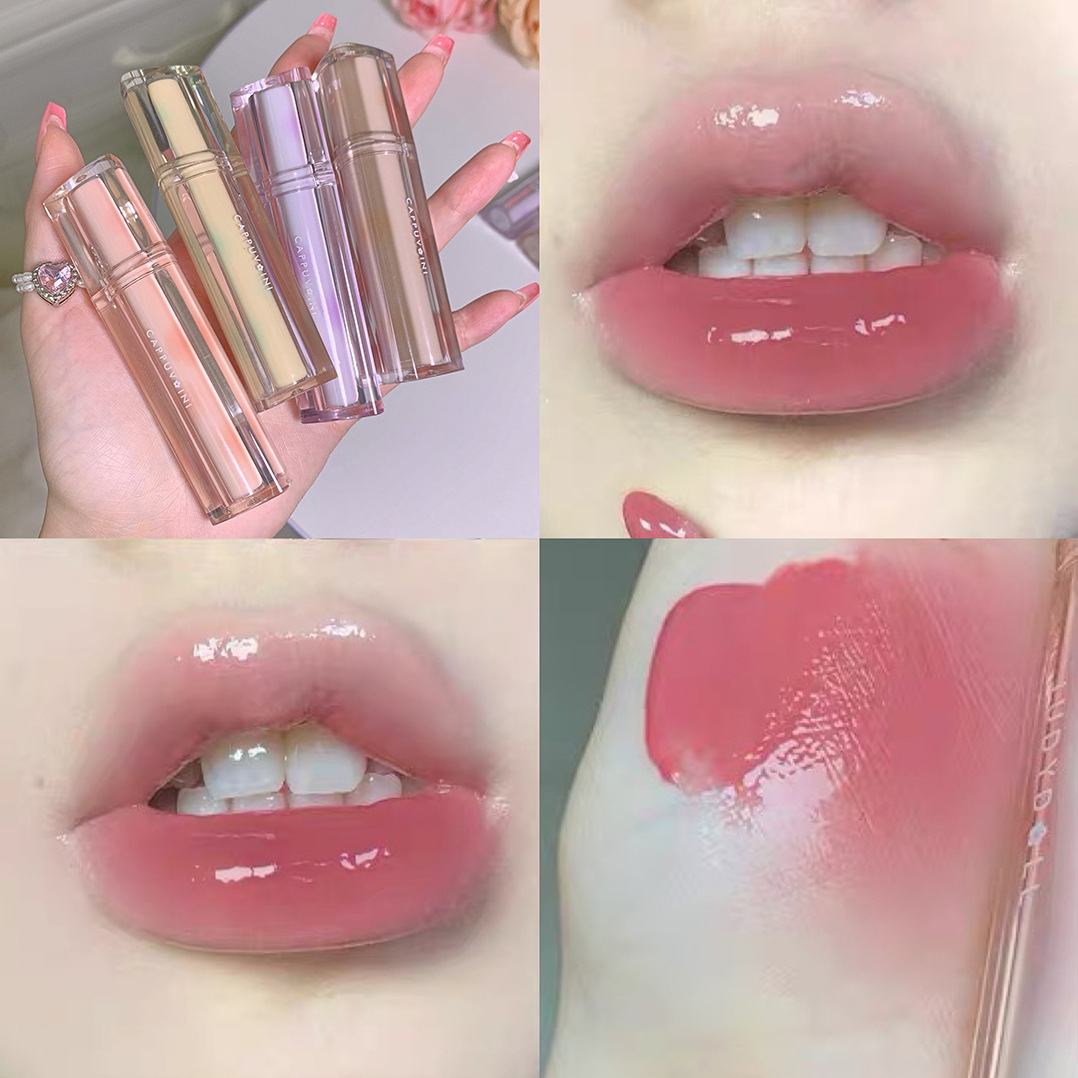 Cappuvini Ice Tea Mirror Lip Gloss, Water Gloss Lip gloss, glass lip gloss, non-stick and non-fading, student lip gloss details Picture