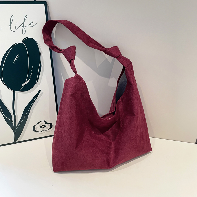 Cross-border suede large bag for women 2024 New style fashionable retro frosted tote bag for autumn and winter work and commuting bucket bag full figure