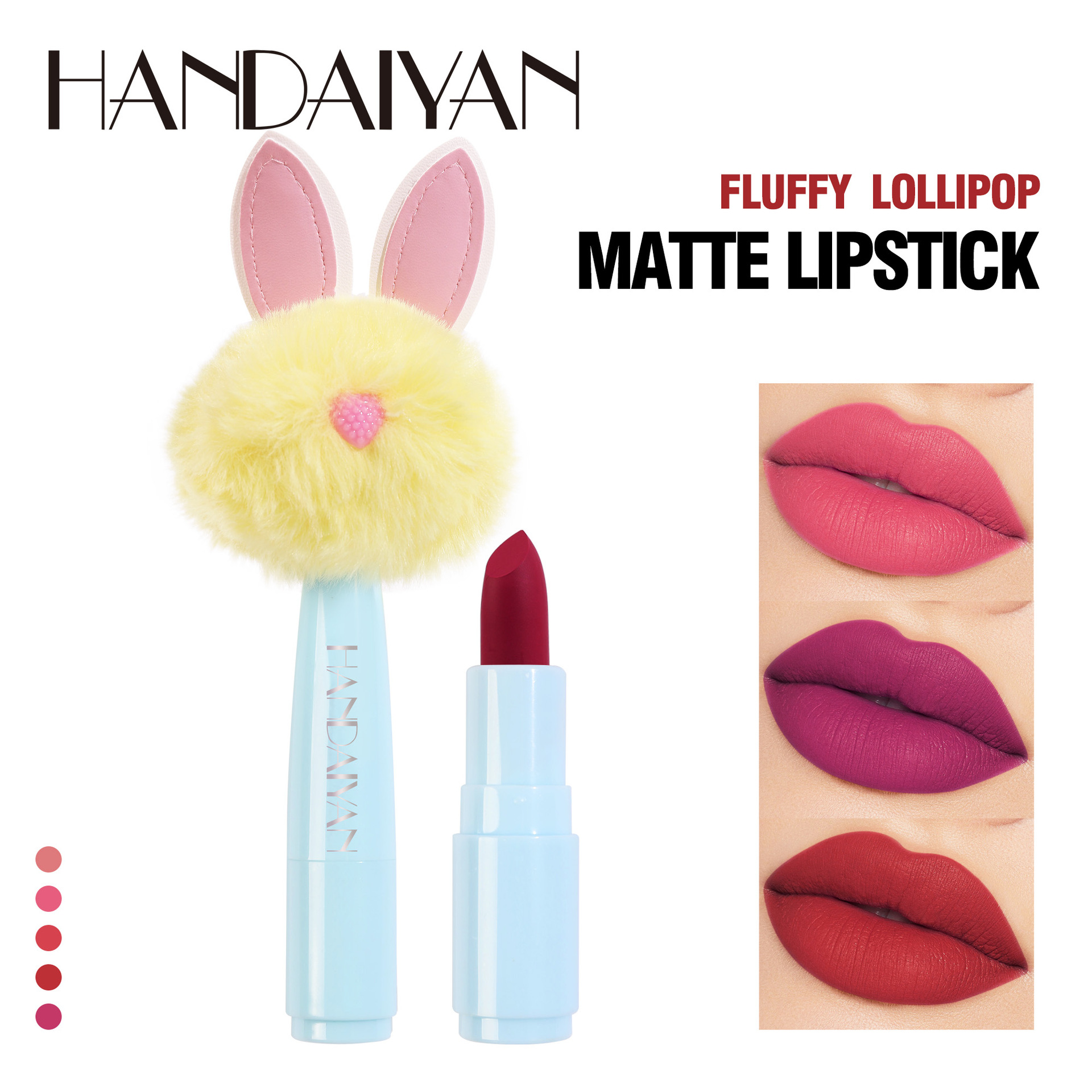 handaiyan Han Daiyan 5-color "Mi You" Rabbit Plush Head Velvet Matte Lipstick Lipstick Cross-border wholesale full figure