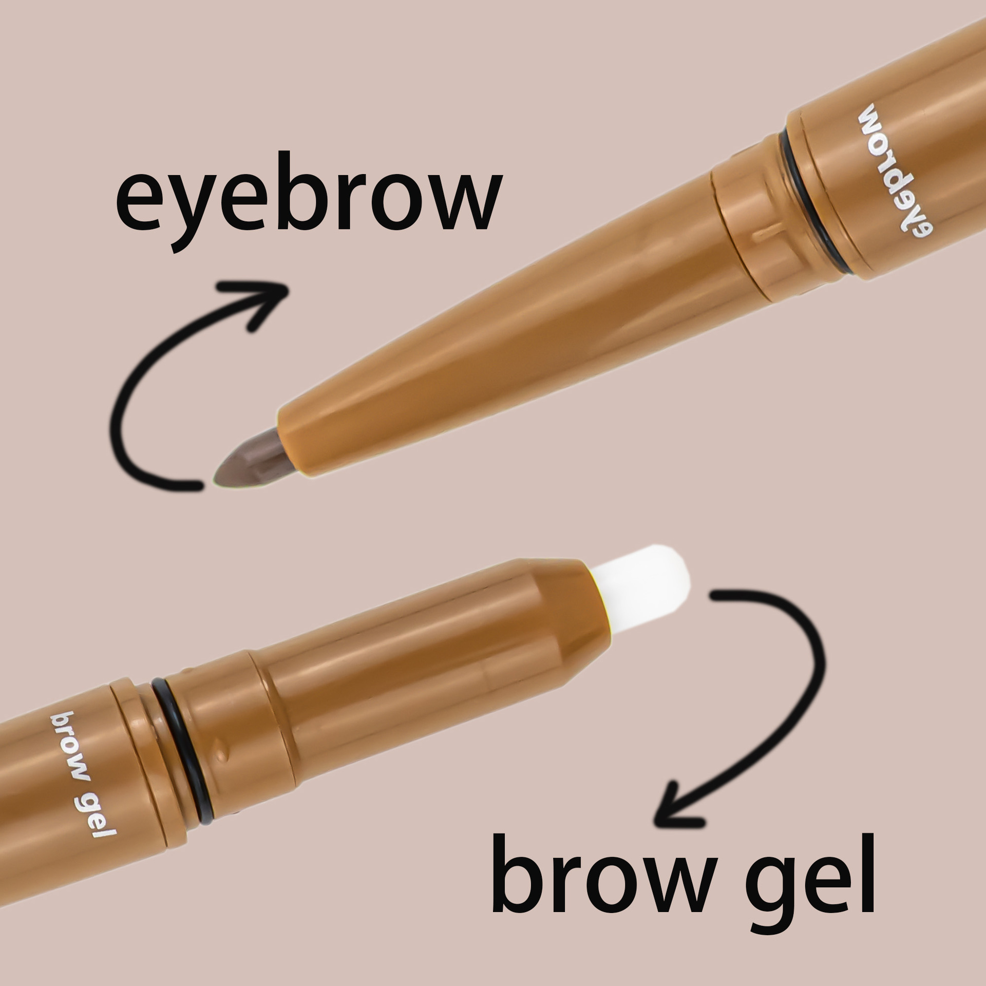 SHCOETY dual-head eyebrow pencil with eyebrow glue, automatic rotation, waterproof, non-fading, natural and long-lasting eyebrow dye, 4-color cross-border Specification drawing