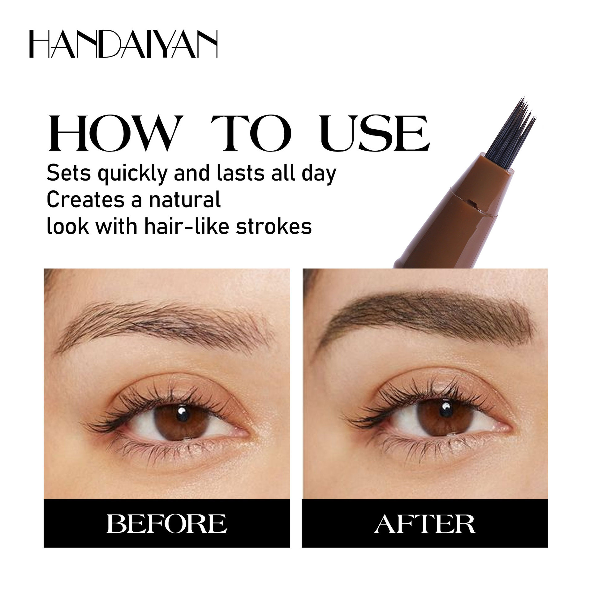 Cross-border eyebrow pencil five-color wild eyebrow, waterproof and long-lasting handaiyan, distinct natural eyebrow shape liquid eyebrow pencil details Picture