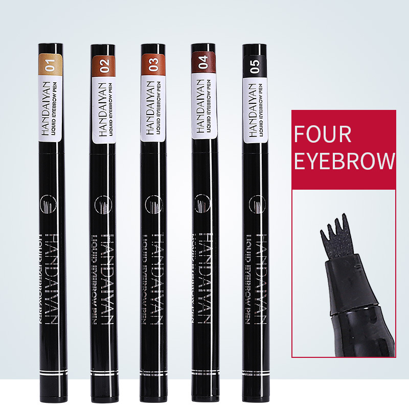 handaiyan, a cross-border exclusive four-pronged eyebrow pencil with extremely fine micro-engraving patterns, is waterproof, long-lasting and does not smudge the four-pronged tip Item Picture