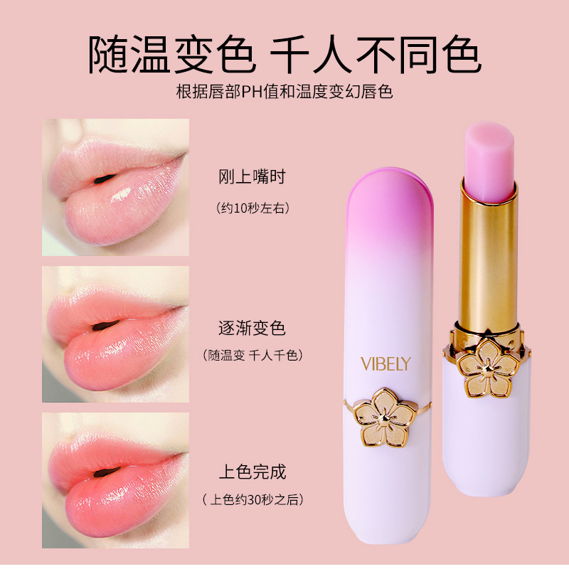 VIBELY Personalized Moisturizing Color-changing Lip Balm Anti-dryness and Cracking Fruit-Flavored Healthy Lip Balm Cross-border Makeup details Picture