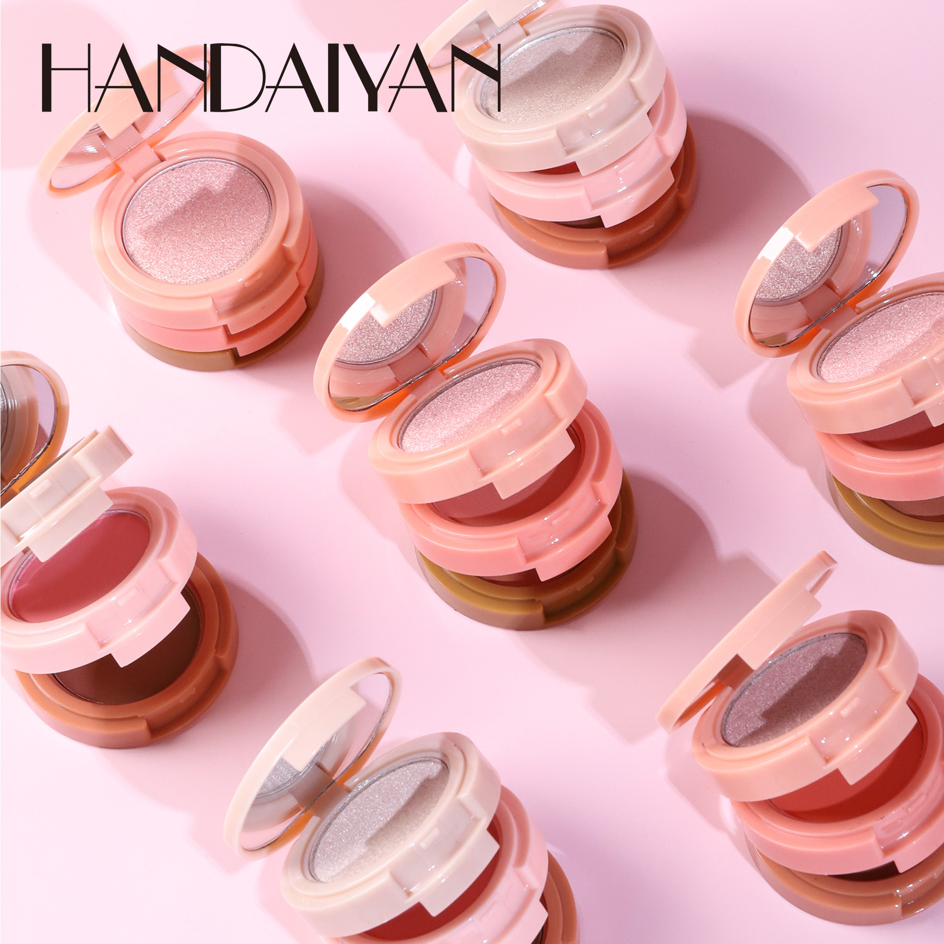 Cross-border Three-color Contouring Palette handaiyan High-gloss Brightening Blush Eyeshadow Long-lasting Waterproof three-in-one Contouring palette details Picture