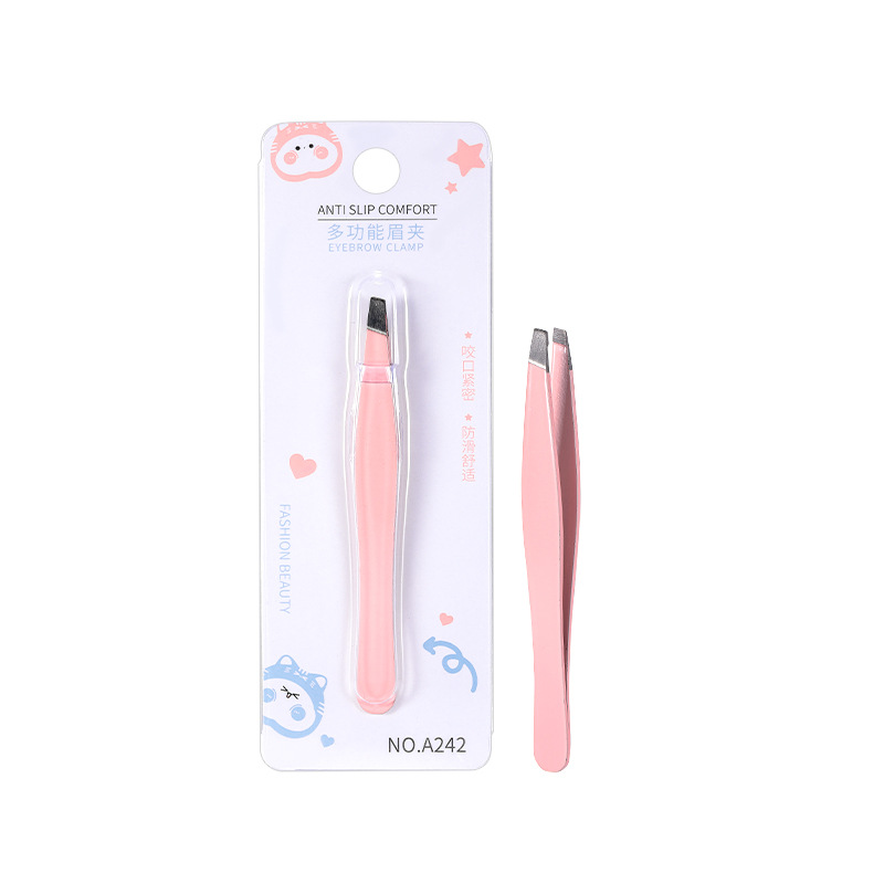 LMLTOP Multi-functional slanted eyebrow tongs, stainless steel eyebrow tongs, eyebrow shaping tongs, false eyelash tweezers A242 Item Picture