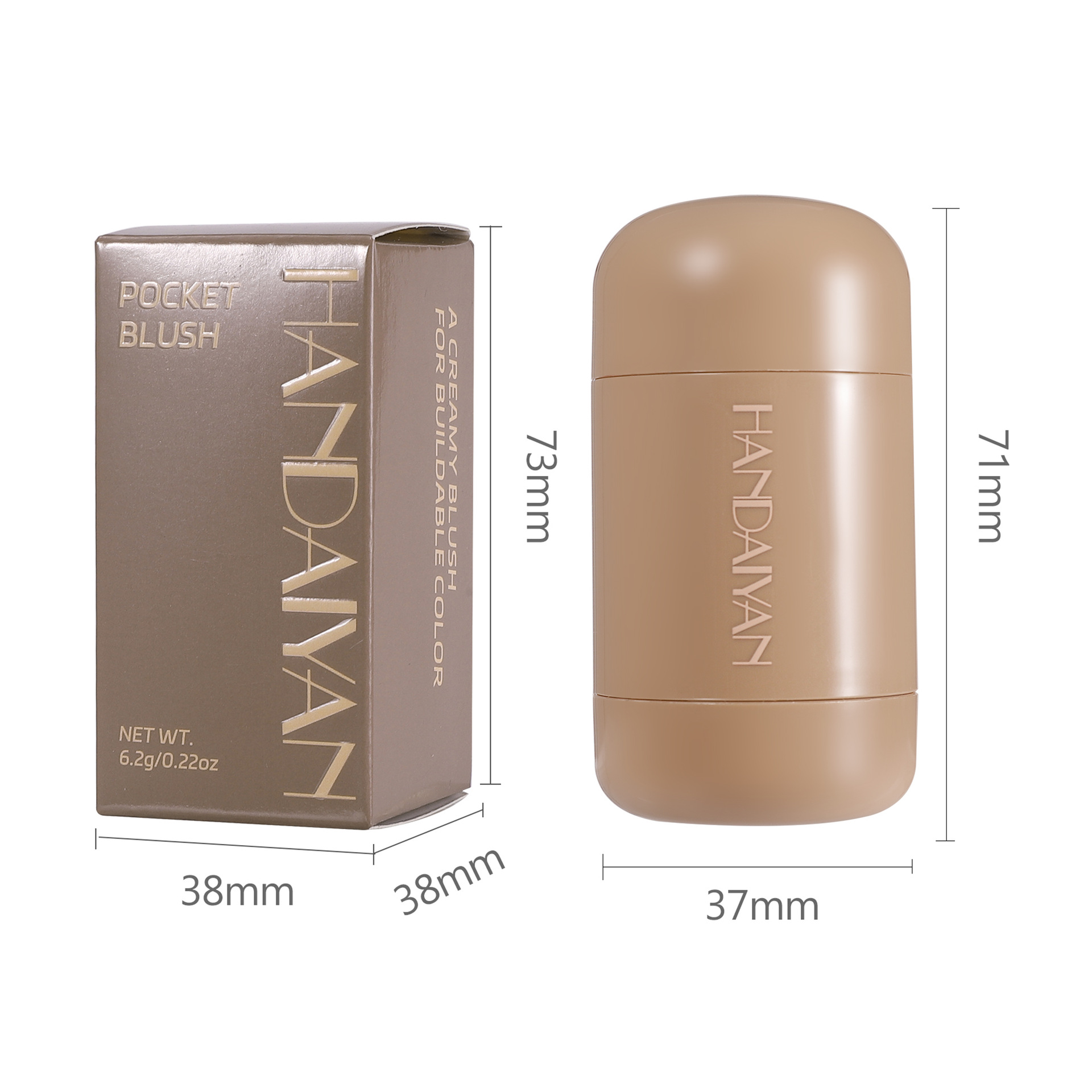 Cross-border exclusive blush stick for contouring natural 6-color matte handaiyan Portable lip and cheek dual-use blush stick Item Picture