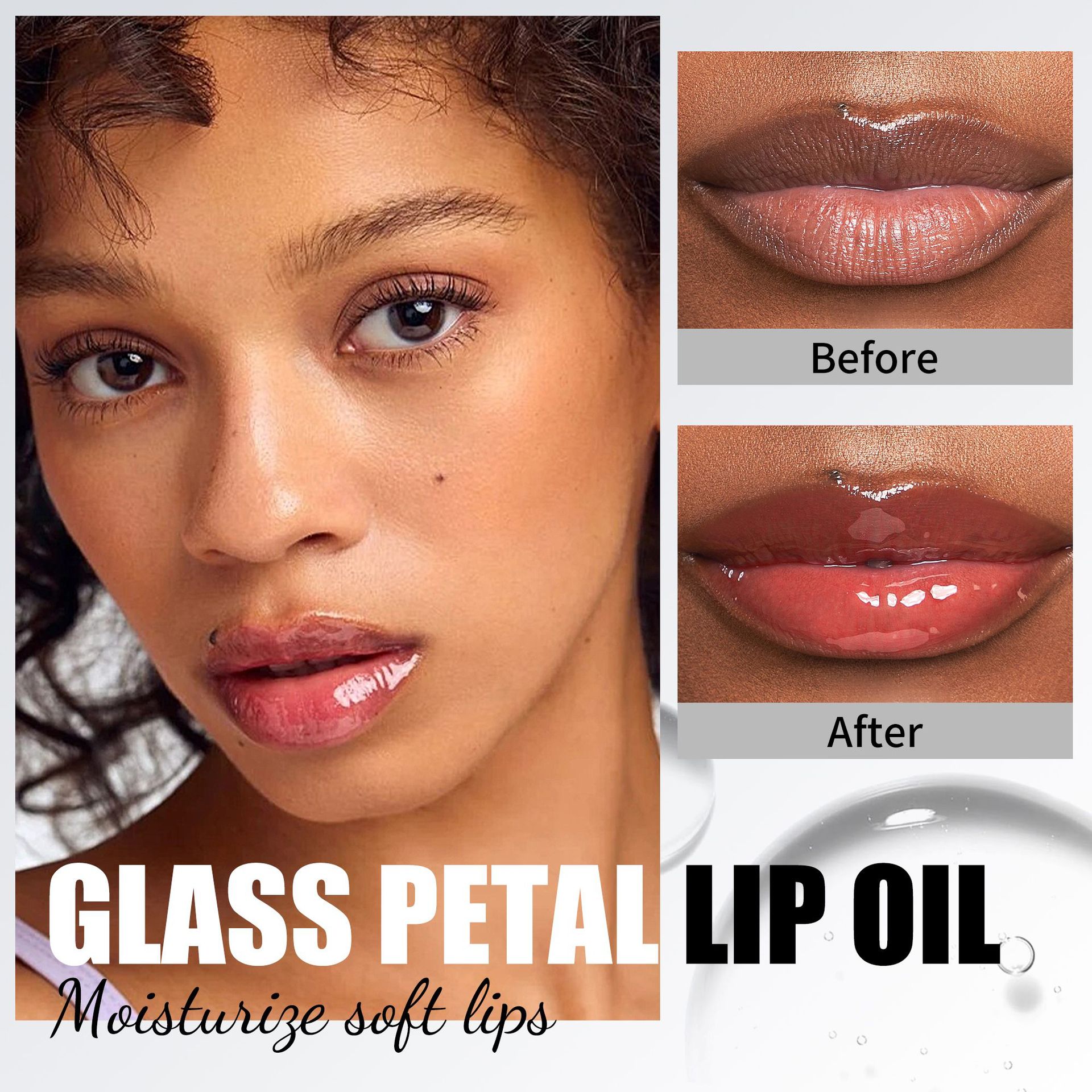 handaiyan Cross-border Transparent Dry Flower Lip Oil Mirror Light Lip Gloss Long-lasting Moisturizing and hydrating Pearlescent Lip gloss details Picture