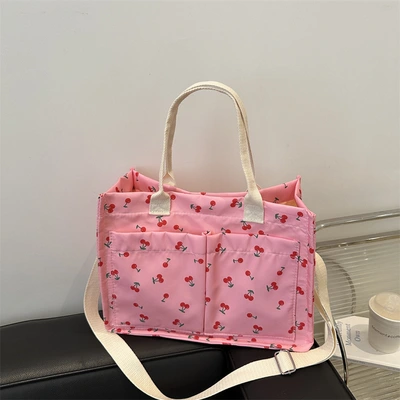 Large-capacity canvas student class 2024 Autumn new Korean-style trendy and personalized printed tote handbag for women thumbnail