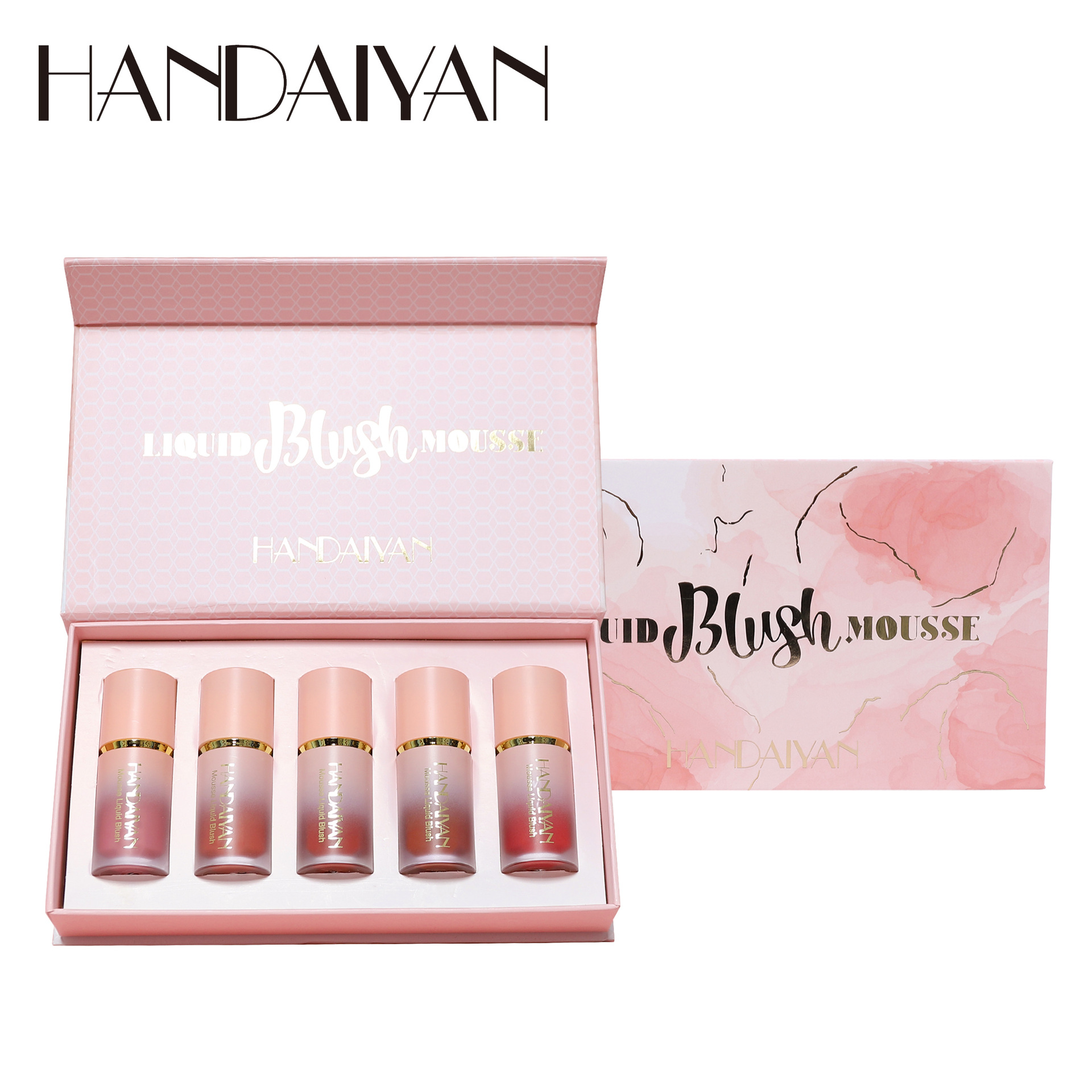 handaiyan Cross-border Blush Stick Set of 5 pieces, Pearl and matte Blush Liquid, easy to color and contouring liquid blush Item Picture