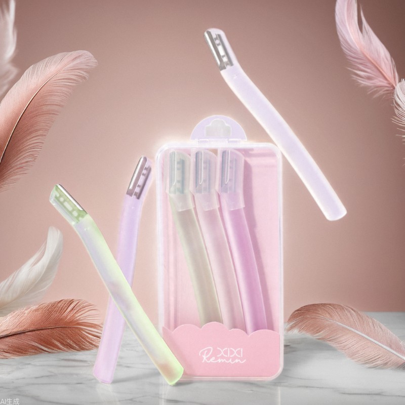 xixi Eyebrow Shaping Knife Set for Beginners - A safe, scratch-resistant macro shaving knife and makeup tool set of three pieces full figure