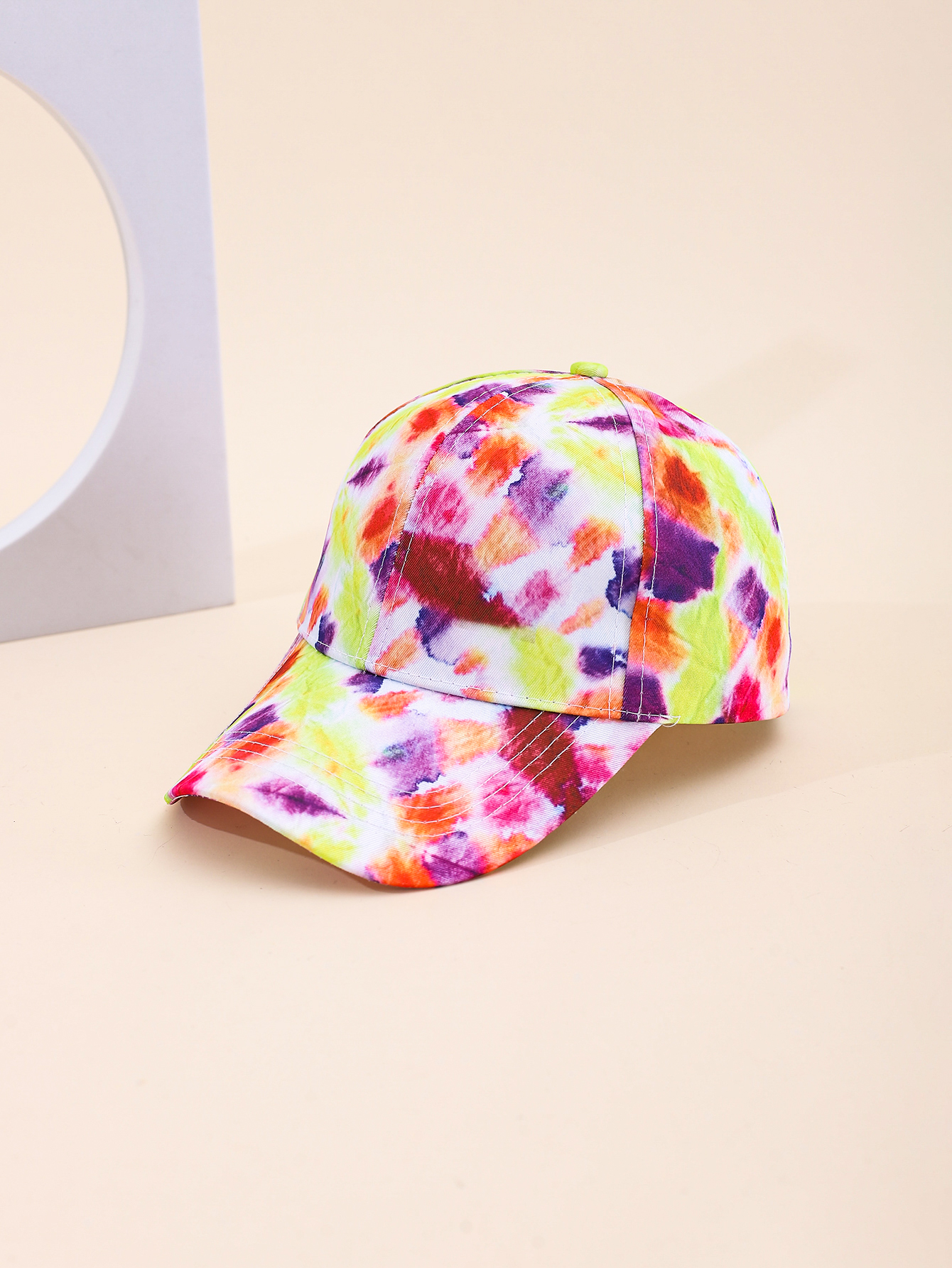 Spring and summer cross-border European and American bestsellers tie-dyed graffiti printed baseball caps Outdoor travel sun protection and shade adult baseball caps can be adjusted in five colors for export Item Picture