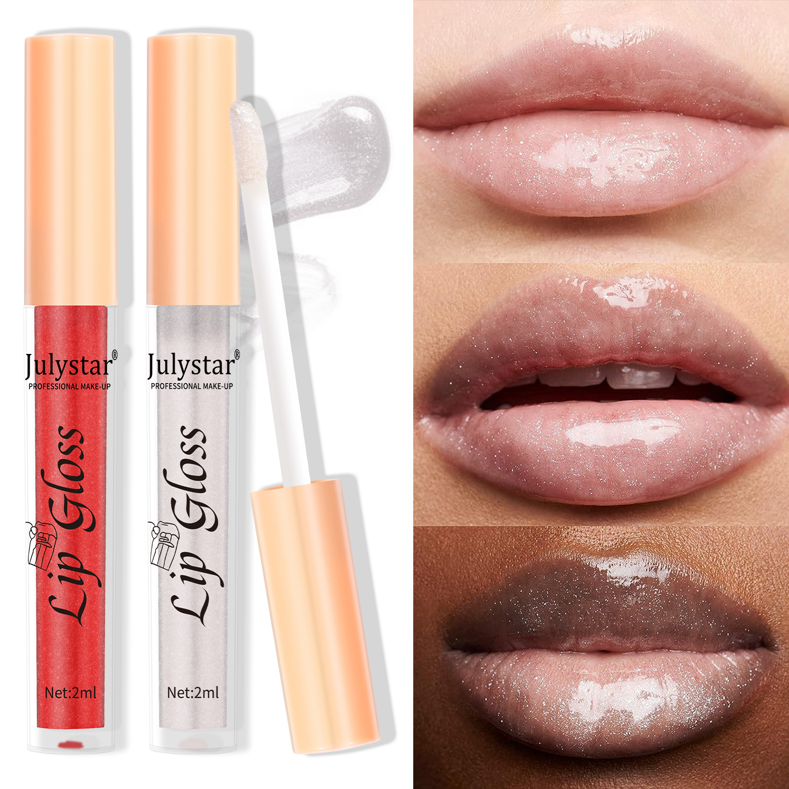 Cross-border makeup lip gloss 8-color pearlescent lip gloss, European and American lip and cheek dual-purpose lipstick, easy-to-apply lip gloss details Picture