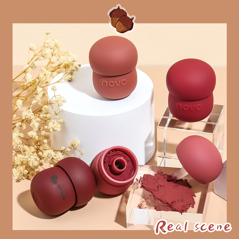 NOVO Light and Soft milk can Lip gloss Velvet matte lip and cheek dual-purpose, waterproof and non-fading, student affordable lip gloss details Picture