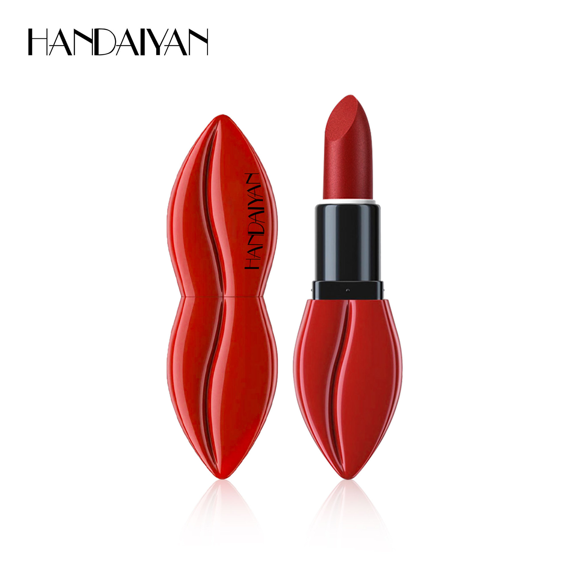 Cross-border matte lipstick non-stick cup HANDAIYAN lip-shaped lipstick, easy to apply, long-lasting waterproof, 6-color lipstick Item Picture