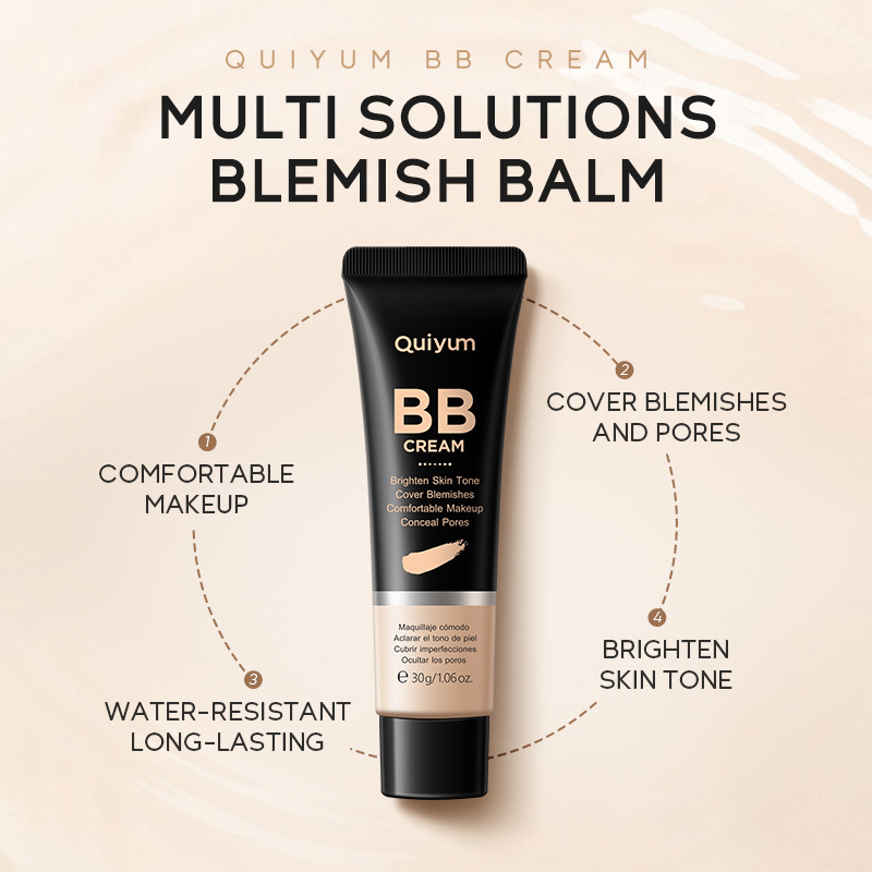 Cross-border temu version QUIYUM BB Cream 30g (Tube) Hydrating, concealing and non-smugging skin beauty cosmetic Specification drawing