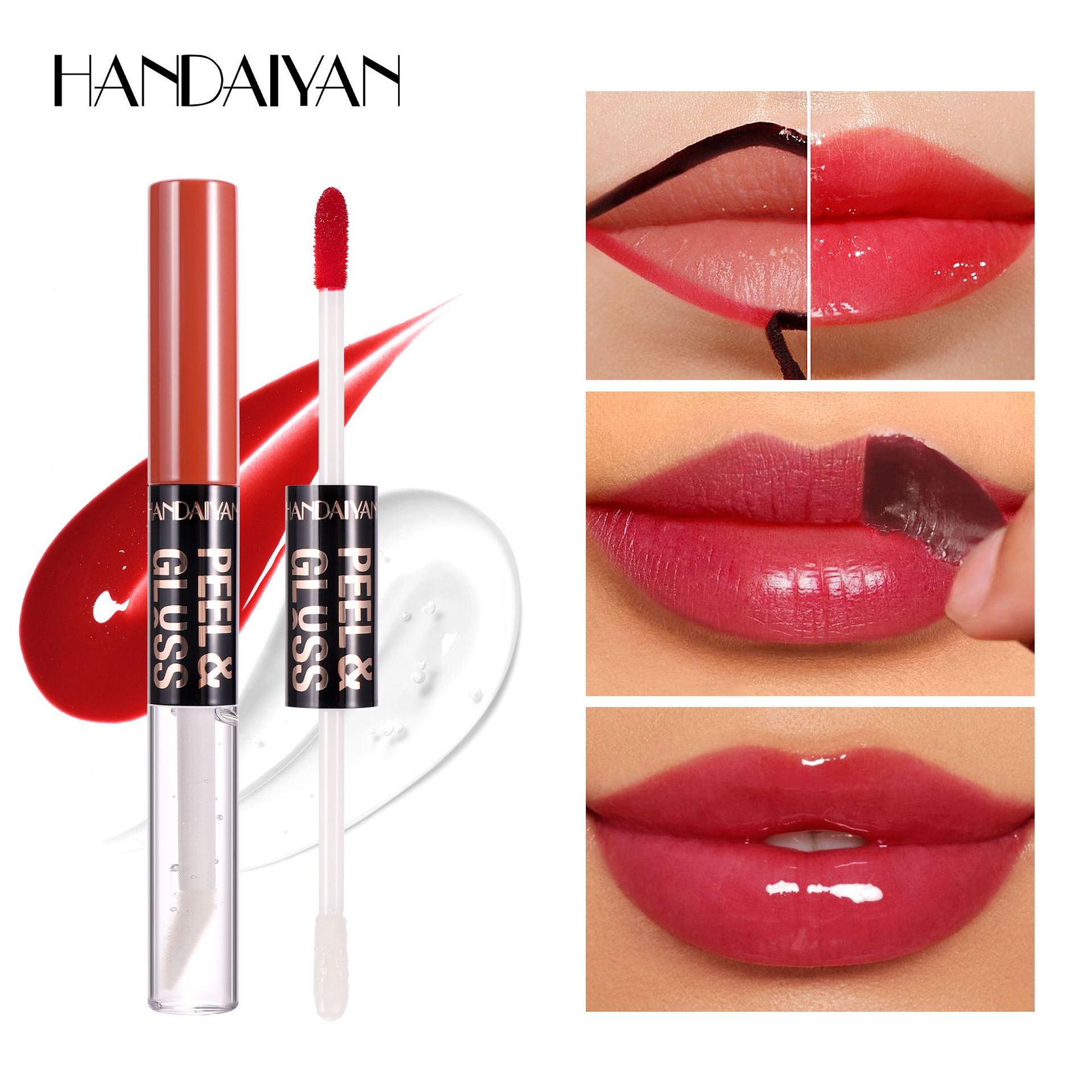 Cross-border Lip gloss peel-off matte non-stick Cup Double-head peel-off Lip gloss HANDAIYAN Lip Oil Double-head peel-off Lip gloss