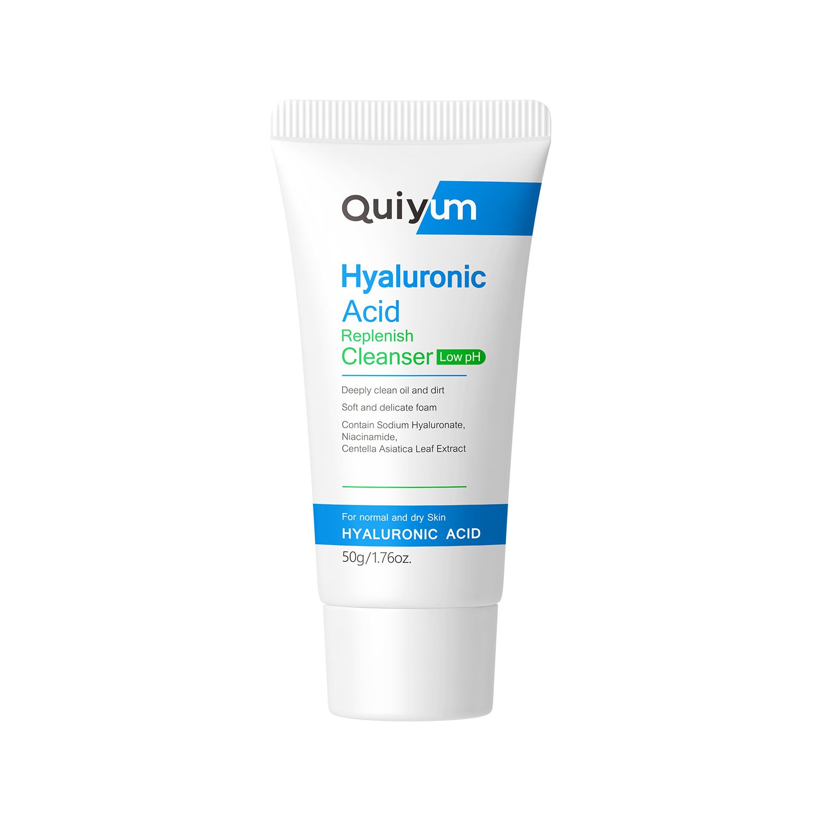 Cross-border QUIYUM Hyaluronic acid Facial Cleanser 50g Hydrating and moisturizing facial Cleanser is available for wholesale from the manufacturer Item Picture