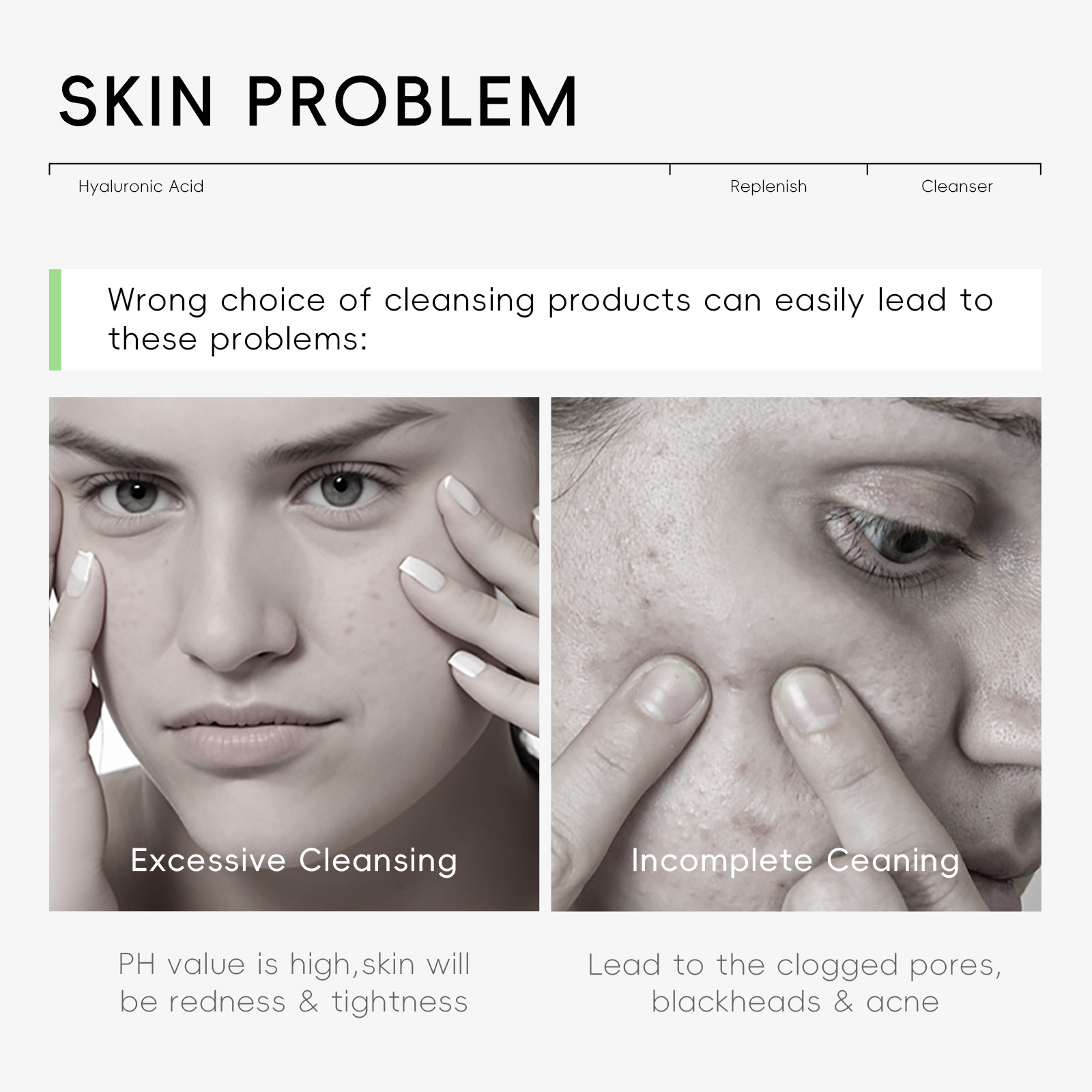 Cross-border QUIYUM Hyaluronic acid Facial Cleanser 50g Hydrating and moisturizing facial Cleanser is available for wholesale from the manufacturer Specification drawing
