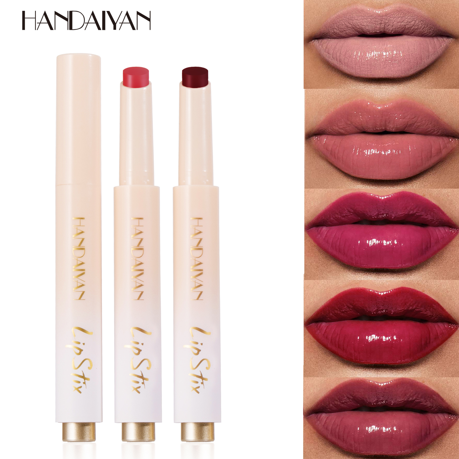 Cross-border press lipstick pen in stock: 8-color water gloss mirror handaiyan long-lasting Moisturizing Lipstick pen full figure