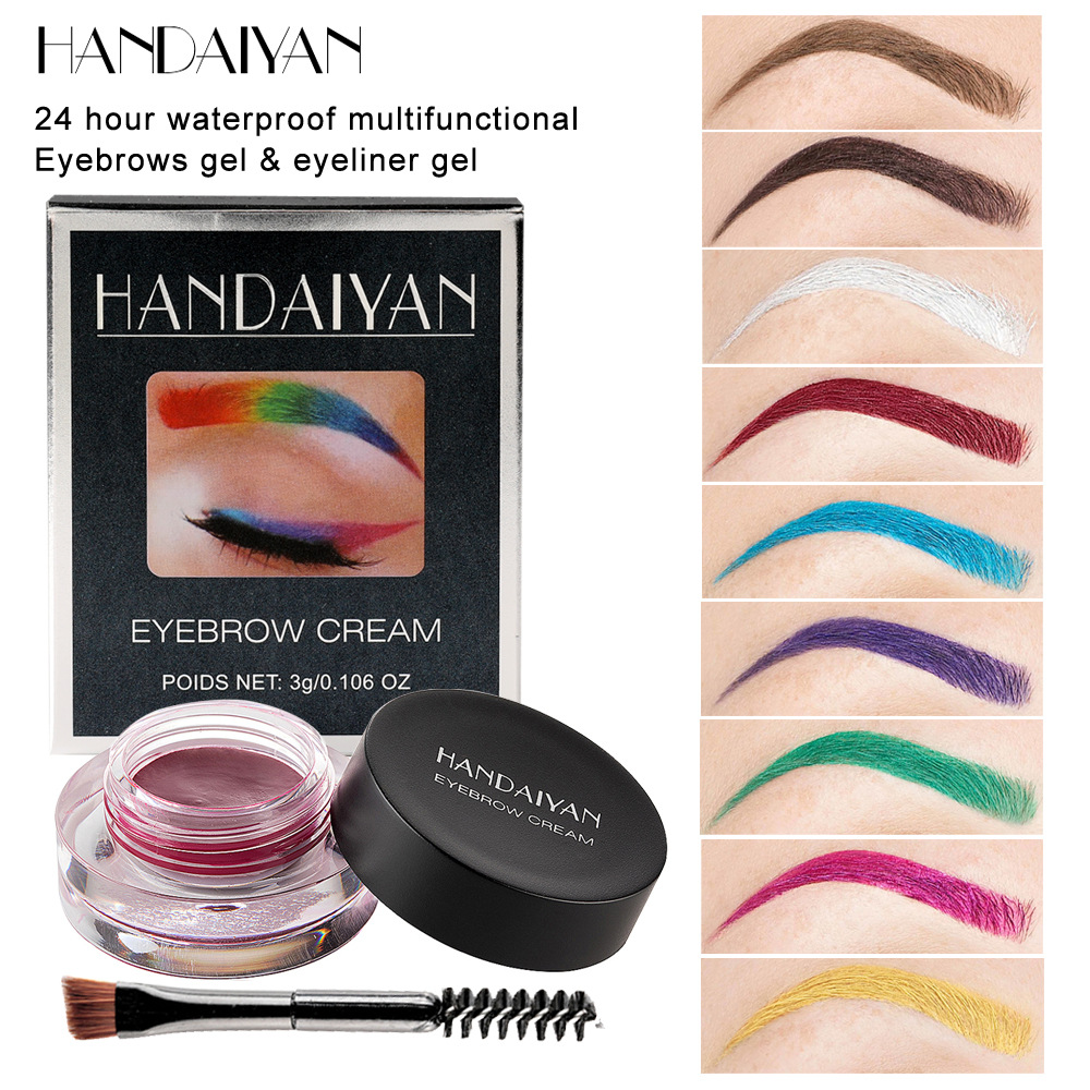 handaiyan Cross-border 12-color Eyebrow Dye for anti-dizziness and long-lasting light eyebrows, a special colored eyebrow dye for cos in Europe and America full figure