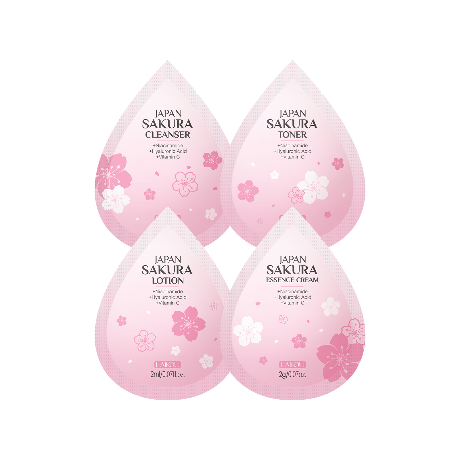 LAIKOU Cherry Blossom 4-piece set 1 piece 2g skin care products for hydrating and moisturizing are available for wholesale from the manufacturer Item Picture