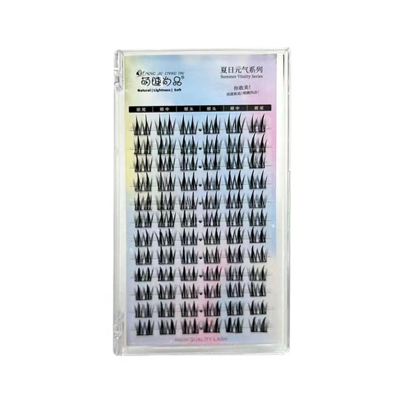 Mengjie Shangpin Double-pointed wheat ear False eyelashes: A Lazy person's trilogy. Single cluster comic segmented natural fine stem eyelashes Item Picture