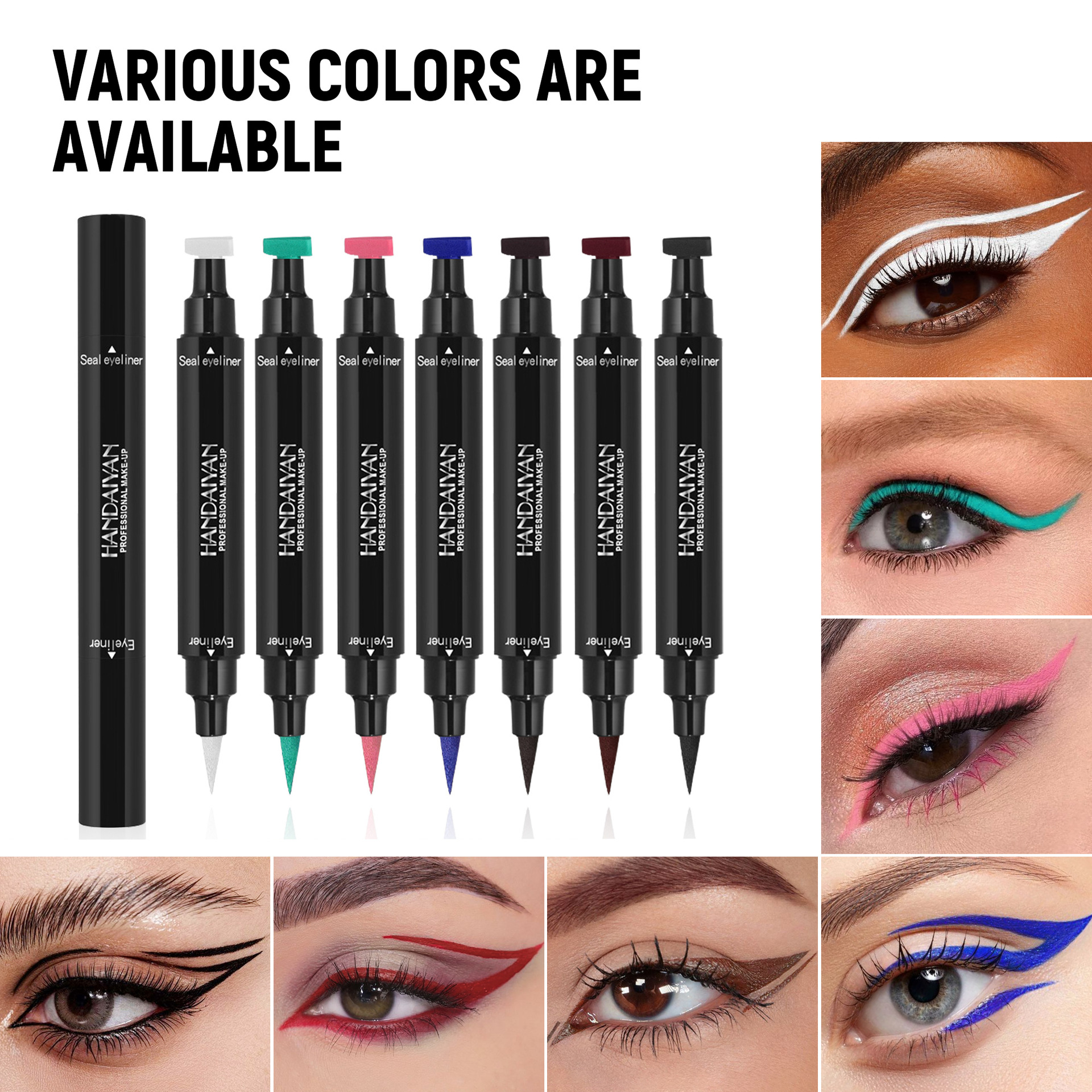 Triangular eyeliner seal color handaiyan eyeliner liquid pen, waterproof, sweat-proof, quick-drying cross-border double-head eyeliner pen details Picture